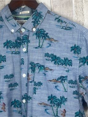Original Penguin Hawaiian 100% Cotton Button Up Shirt Mens Med Heritage Slim Fit